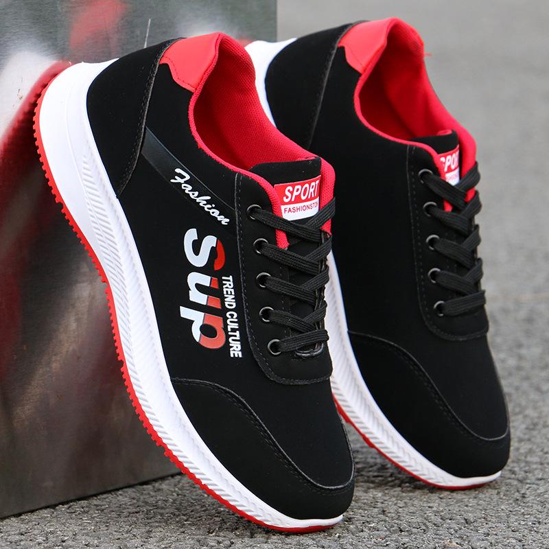 Men's Lightweight White Leather Waterproof Non-Slip Casual Work Sneakers for Autumn