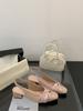 228-2~ Coarse heel French Xiaoxiangfeng bag head sandals women's shoes 2025 new temperament square head empty shoes