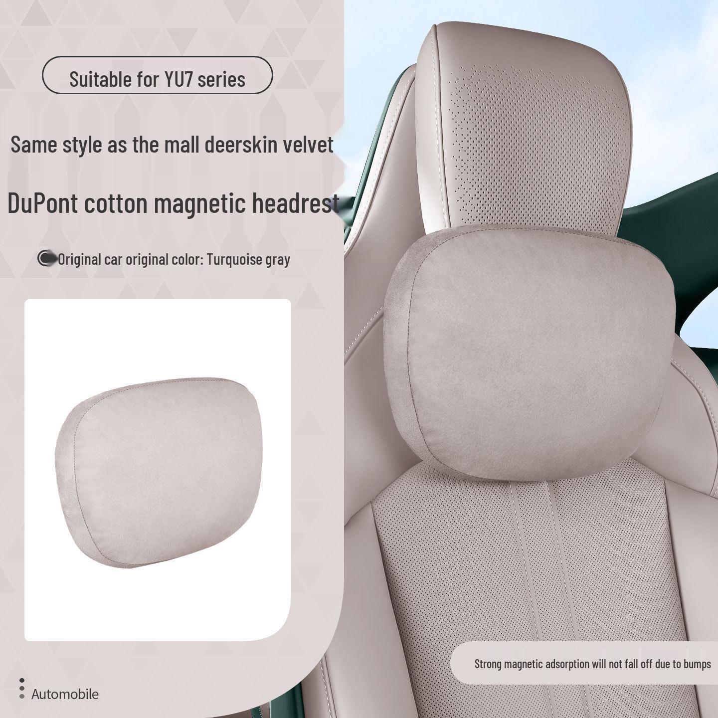 Magnetic Headrest Lumbar Support Pillow for Xiaomi YU7 – Suede Backrest Cushion