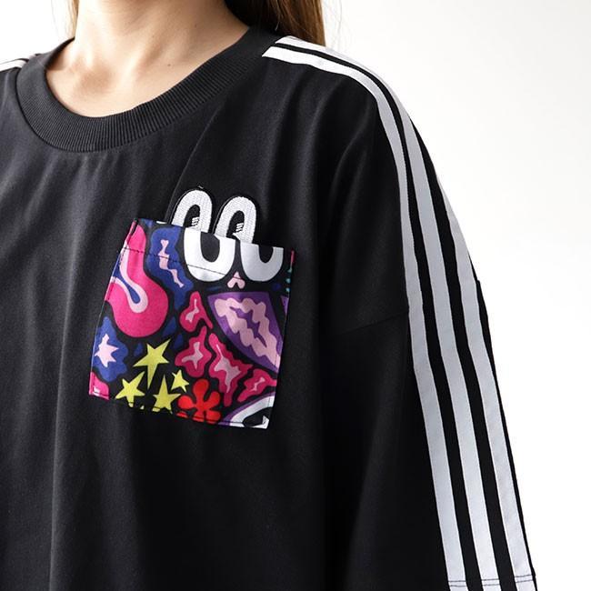 Adidas Originals X Hattie Stewart Collaboration Letter Logo Comfortable Soft Skin-Friendly Short Sleeve Dress Women Dresses Black DV2669
