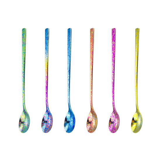 Stirring Spoon Extended Handle Titanium Stirring Spoon Milk Tea Coffee Dessert Ice Cocktail Spoon Kitchen Tool