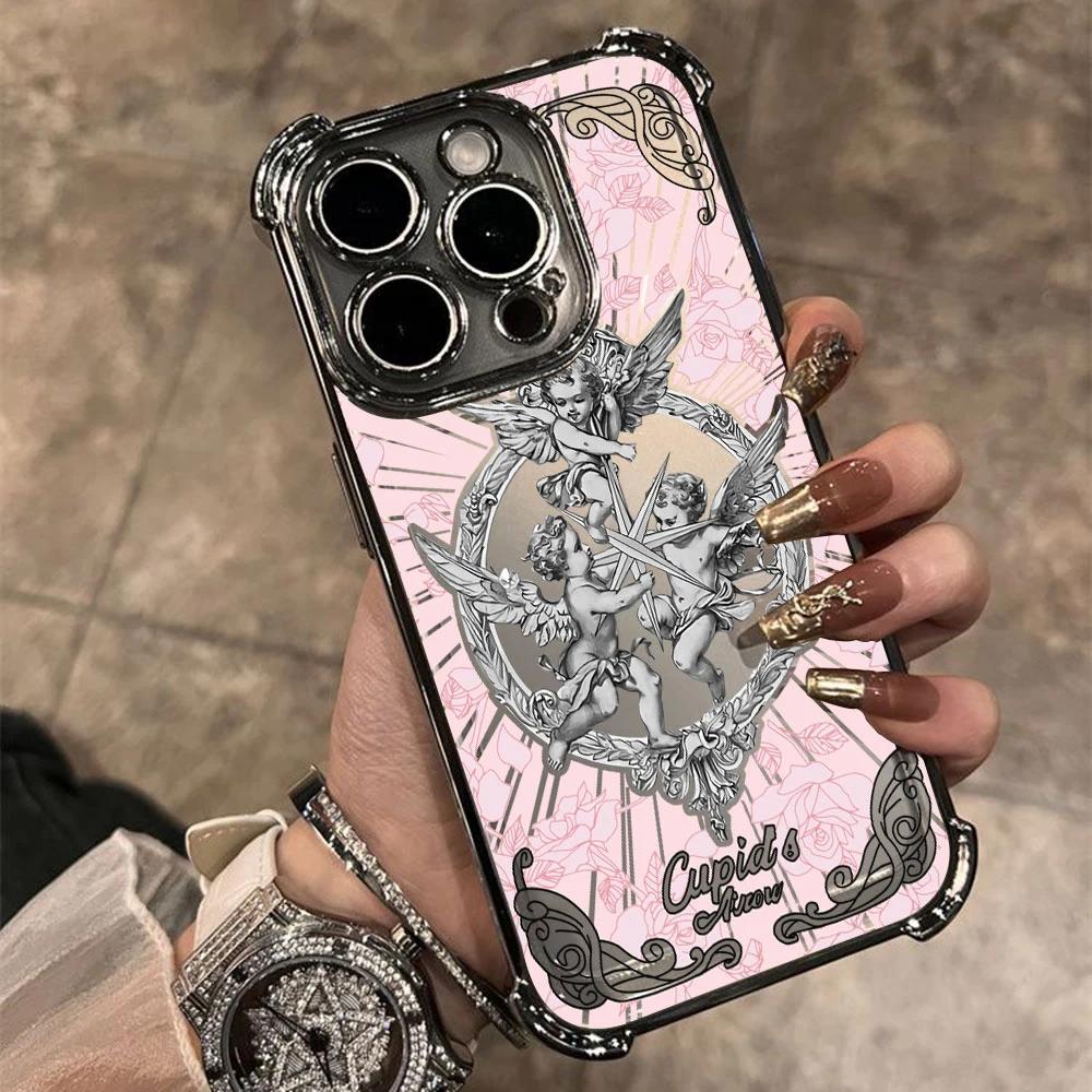 Middle Ages Retro Cupid Plating Case For Infinix Hot 40i 30 30i 10s 9 Play Smart 8 7 Note 40 Spark Go Anti Fall Airbag Cover