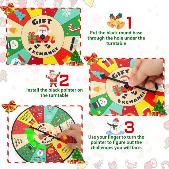 Weihnachtsgeschenke-Austausch Glücksrad Holz White Elephant Party Spiel für Familie Kollegen Erwachsene Kinder Feiertagsparty Zubehör