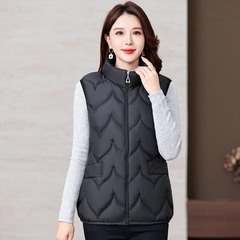 New Down Cotton Vest In Autumn and Winter Mom Plus Size Stand Collar Cotton Waistcoat for Middle-aged and Elderly Women.
