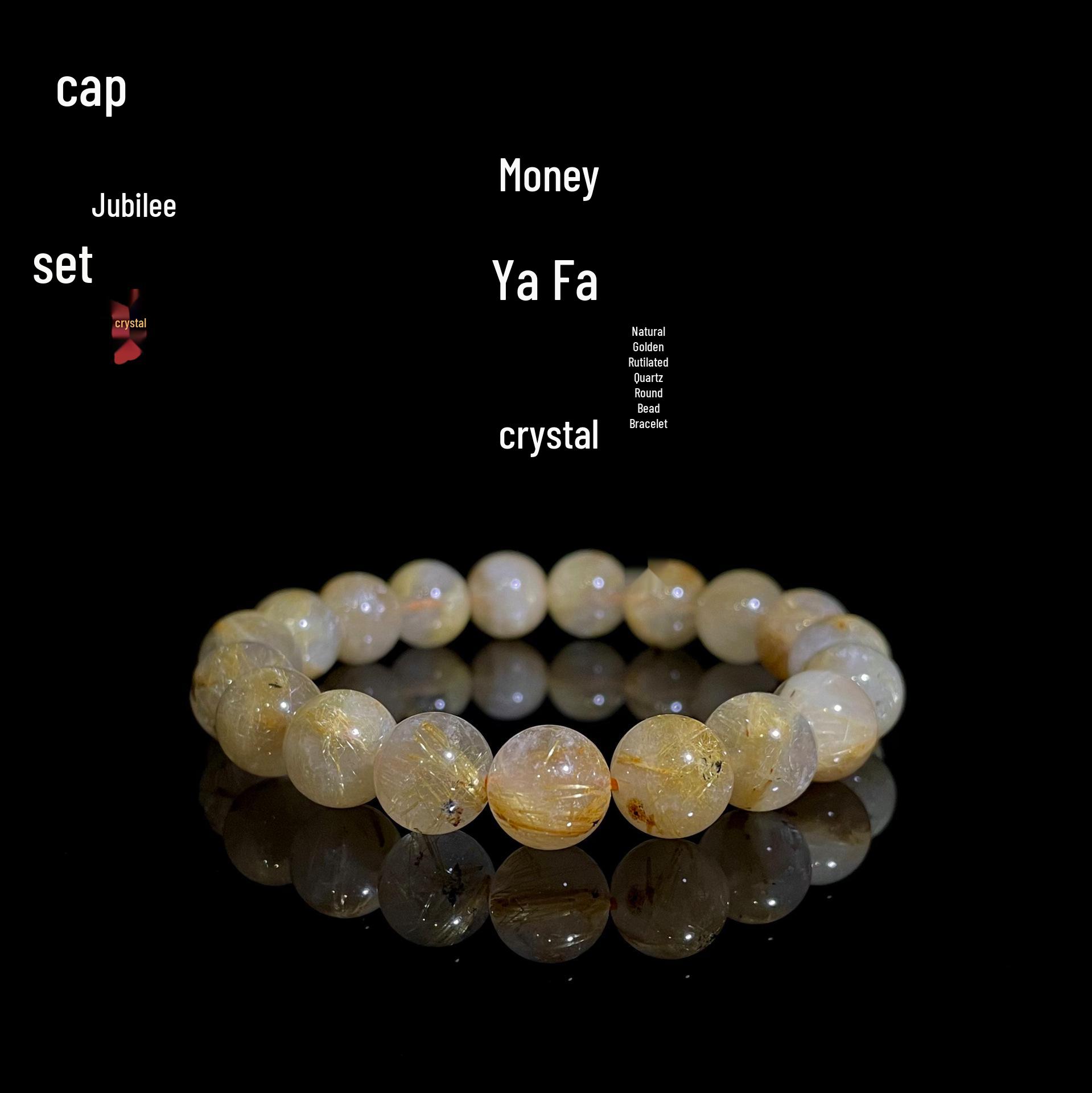 Jingxi Crystal Venus Rutilated Quartz Bracelet - Creamy Body & Golden Round Beads 7mm Bead