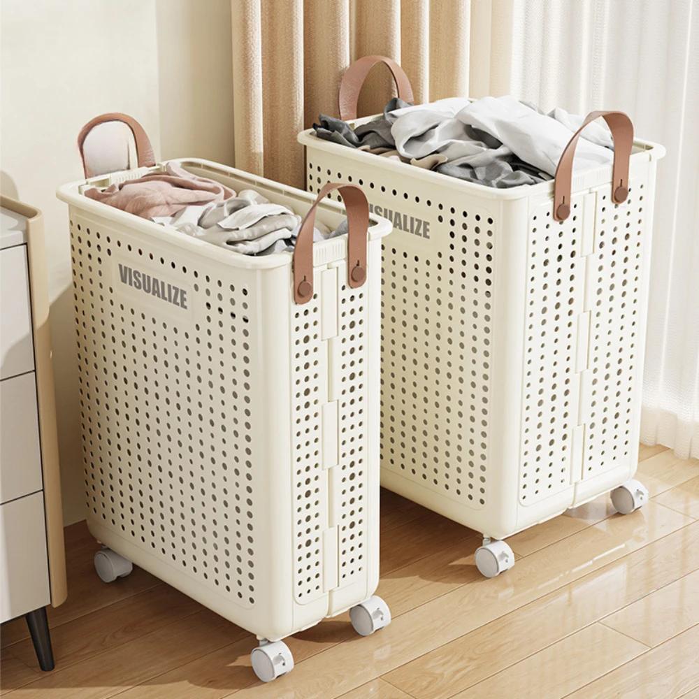 Folding Dirty Clothes Basket Balcony Simple Organizer Baskets High-capacity Toy Storage Boxes Hollow Out Breathable Laundry Box