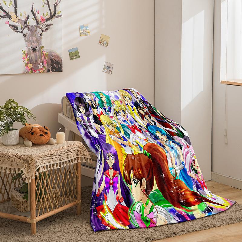 Cartoon Beautiful Girl War Series Double-Sided Flannel 3D Digital Printing Blanket, Blanket