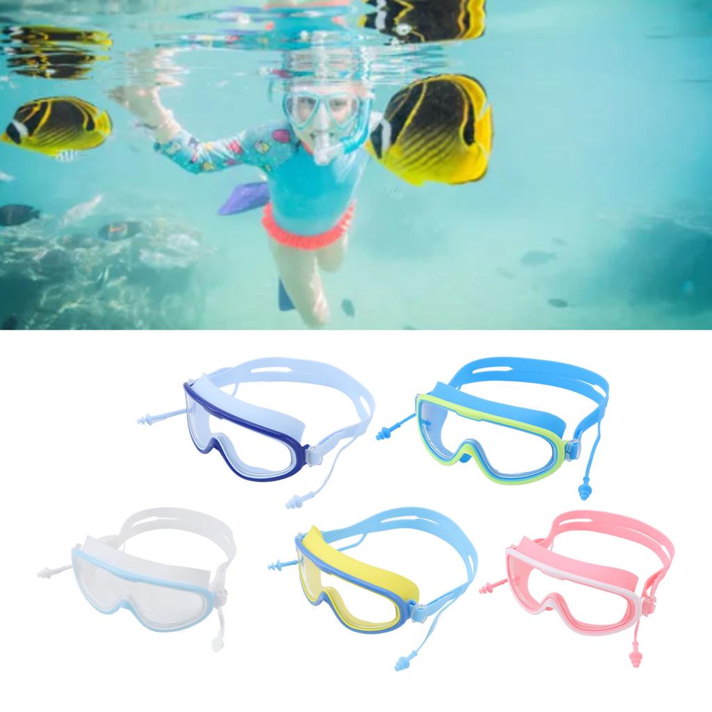 Kids Swimming Goggles Large Frame Waterproof Non Fog HD Swim Supplies with Nose Clip