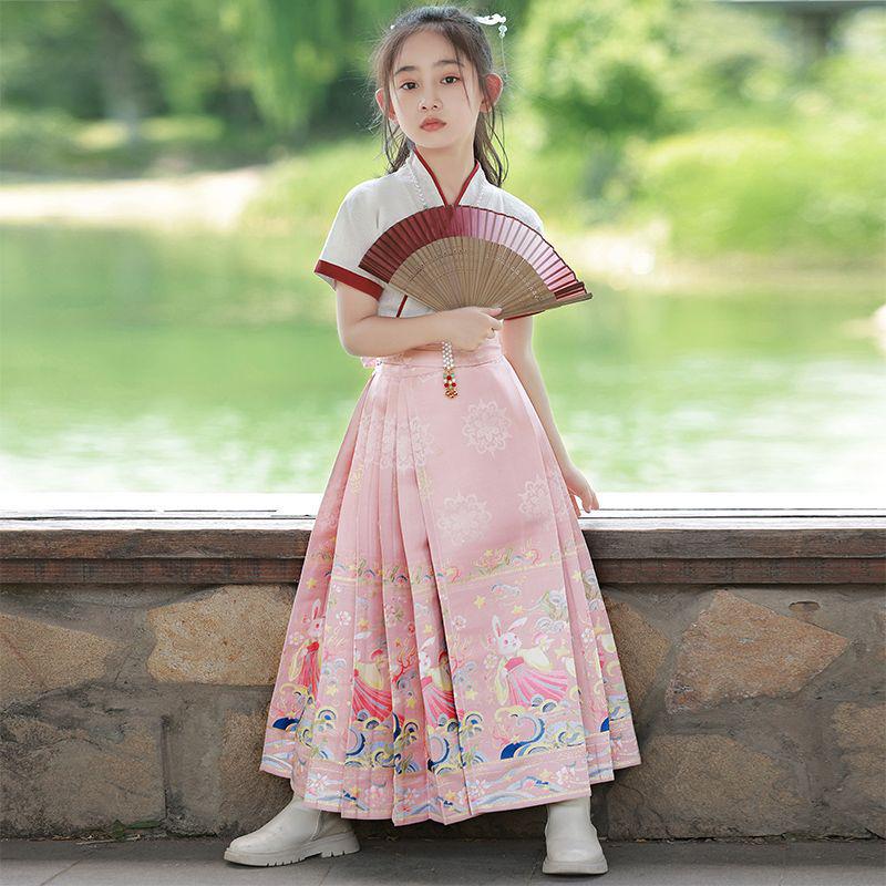 Girls' Chinese-Inspired Summer Hanfu Set – Ming & Tang Dynasty Style