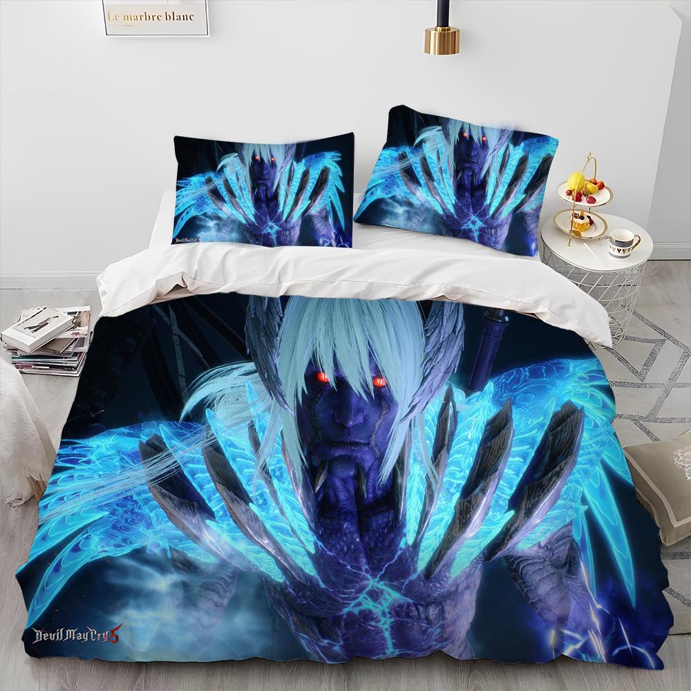 D-Devil May Cry DMC Game Gamer Comforter Bedding Set,Duvet Cover Bed Set Quilt Cover Pillowcase,king Queen Size Bedding Set Kid