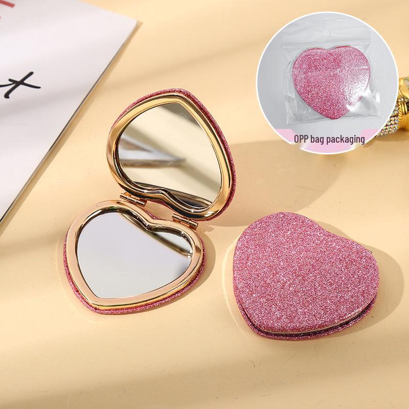 Miroir de maquillage compact double face en forme de cœur pour les résidences étudiantes