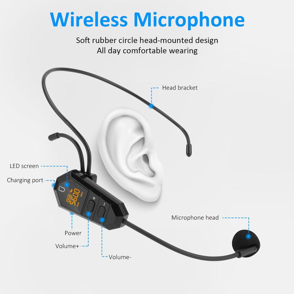 Kopfbügelmikrofon Lautsprecher Sprachverstärker Recorder Mic Lautsprecher Audio Mini Wired Mikrofon Mike Sound Batterie Kit Headset