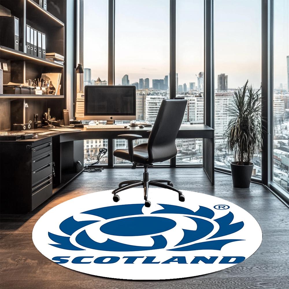 Scotland Rugby Printed Round Rug Carpet Chair Rug Area Rug Entryway Doormats,for Office Chair Living Room Bedroom Kitchen Room.
