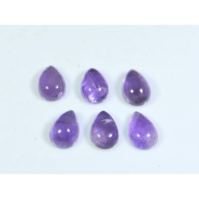 Bague Améthyste Naturelle 7x10MM Taille Poire Cabochon Pierre Précieuse Libre Lot de 6 Pièces 13 cts A-459