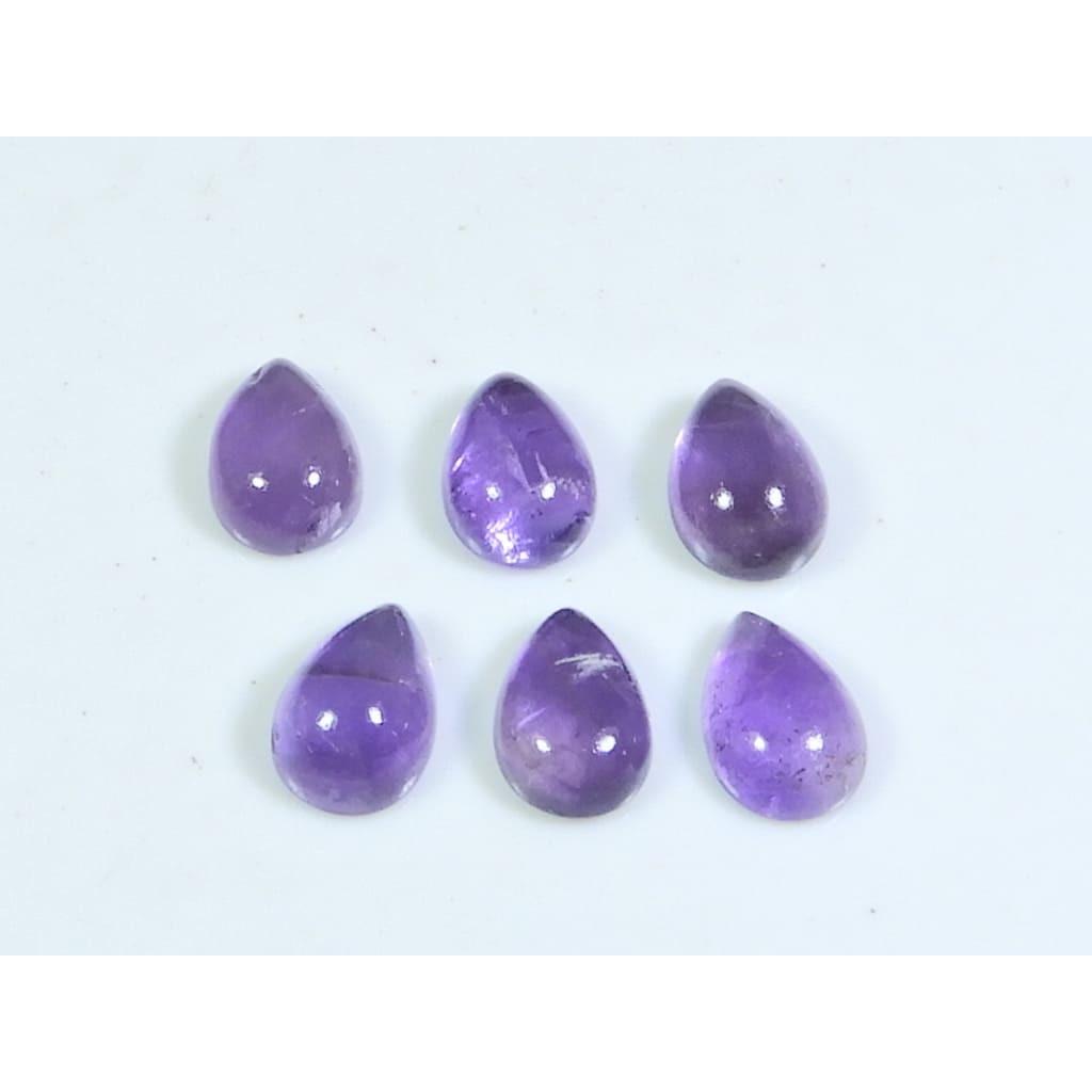 7X10MM Natural Amethst Ring Size Pear Cabochon Loose Gemstone 6Pcs Lot 13Cts A-459
