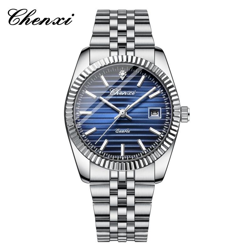 CHENXI 004D Fashion Men s Quartz Watch Calendar Luminous Stainless Steel Watches Waterproof Casual Men Wrist Watch reloj hombre