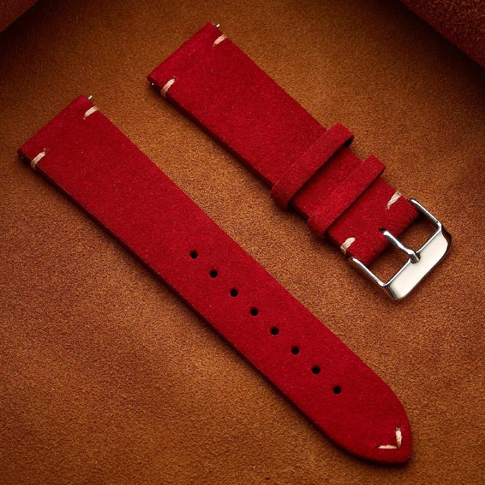 Vintage Genuine Suede Watch Straps 18mm 20mm 22mm Quick Release WatchBand Gray Brown Black Beige 14mm 16mm Wristband Accessories