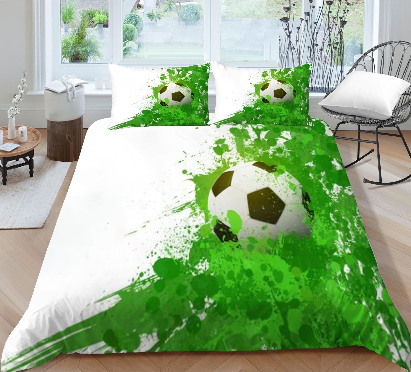 

Комплект постельного белья для футбола, спортивный мяч, пододеяльник, простыня/двуспальная кровать, полноразмерное покрывало, моющийся, удобное украшение для дома Baby 100x135cm