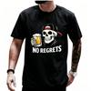 Modal Unisex Tshirt No Regrets Skull Beer Graphic Print Short Sleeve Oneck Casual Loose Tee Summer Daily Wear Unisexs Tops