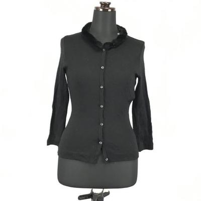 ARTISAN Nerzbesatz Alpaka 70% Seide 30% Langarm-Cardigan/Damengröße M/9/Schwarz/Hergestellt in Japan COMME CA(GEBRAUCHT)