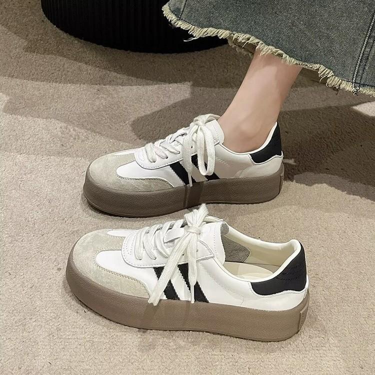 Little White Shoes Women's Ins Tide 2023 Autumn New Color Matching Trend Biscuit Board Shoes Flat Single Shoes Casual Sports Shoes