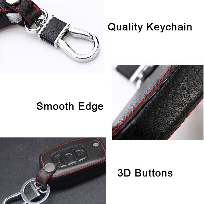 Genuine Leather Smart Control Auto Key Fob Case Cover Mount Fit For Lada Vesta Sedan Largus Kalina Granta 3Button Flip Key Fob L1236 Key Fob Cover