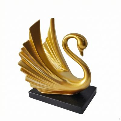 Swan Figurine Metallized Sculpture Sculptural for Shelf