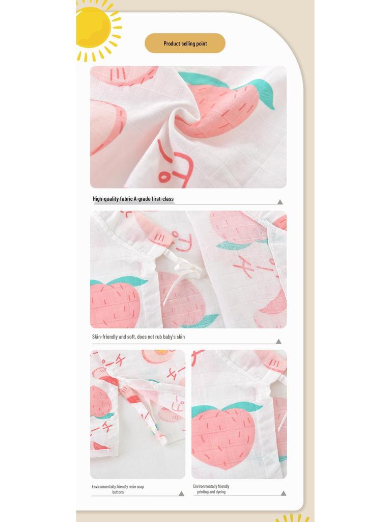 Newborn Summer Gauze Onesie with Belly Protector