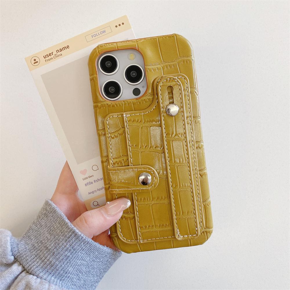 

Slot Card Bag Wrist Strap Holder Leather Wallet Phone Case For iPhone 16 15 14 13 12 11 Pro Max 7 8 Plus X XR XS SE Hard Cover iPhone 14 Plus