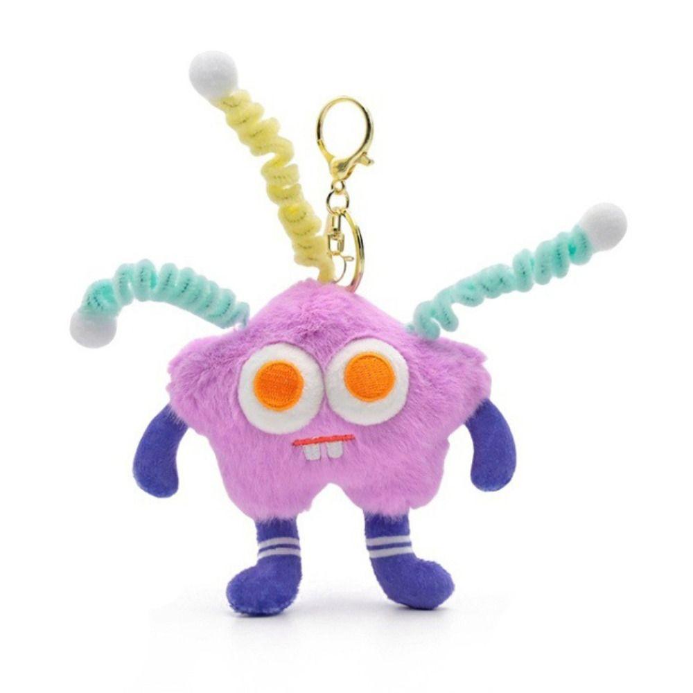 Plush Funny Chenille Sticks Keychain Cartoon Big Mouth Plush Pendant Sausage Mouth Keyring Girls