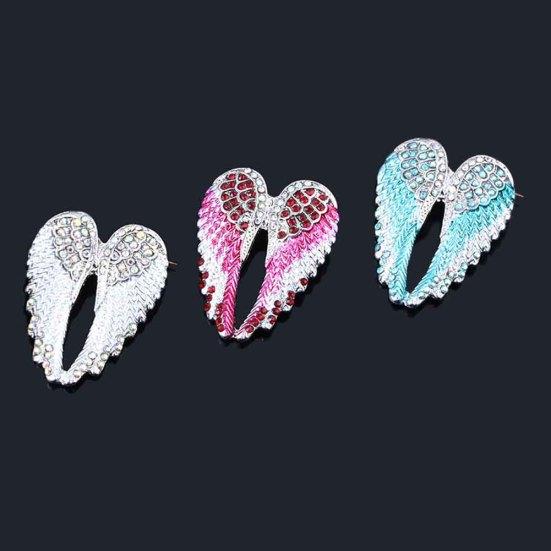 Women Rhinestone Inlaid Angel Wing Brooch Pin Cardigan Scarf Corsage Badge Decor
