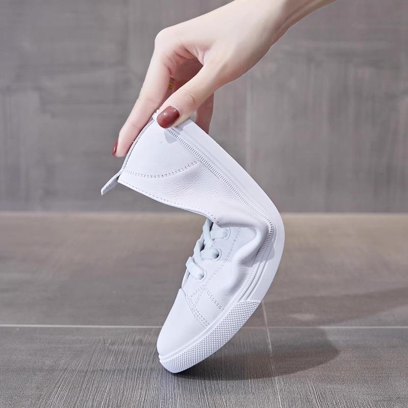 Vielseitige kleine weiße Schuhe Damenschuhe Frühling und Herbst neu weiß Sport und Freizeit trendig flach Leder