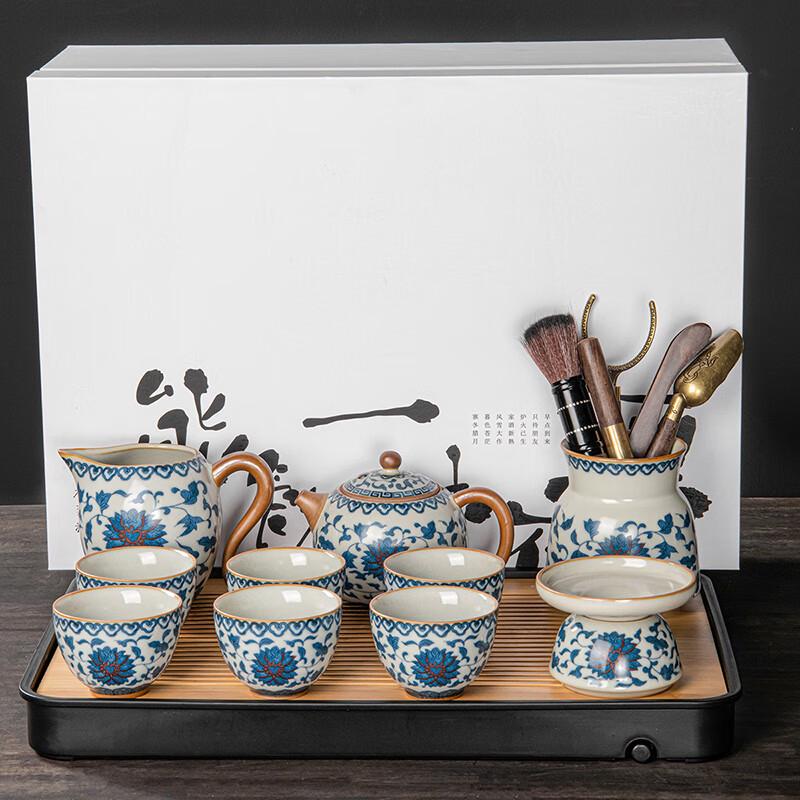 Lainuo Huang Ruyao Xishi Teapot Set with 6 Cups and 10-Piece Tea Ceremony Kit