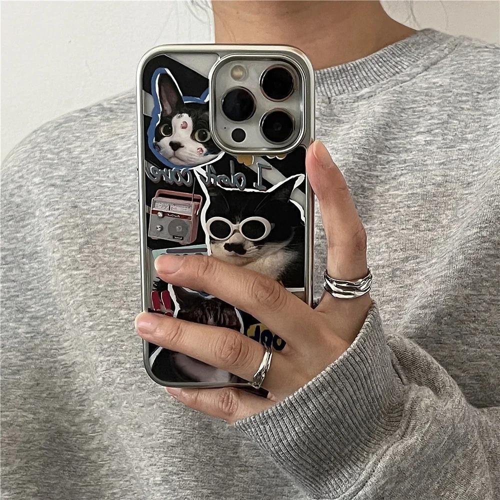 Cute Cool Sunglasses Cat Phone Case for iPhone 17 16e 16 15 14 13 12 11 Air Pro Max X XR 8 7 Plus Luxury Clear Soft Back Cover