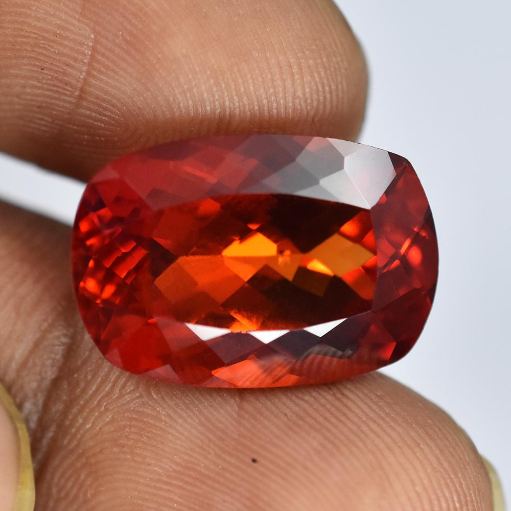 AA++ CERTIFIED 17.95 Ct Natural Orange Sapphire Cushion Cut Loose Gemstone