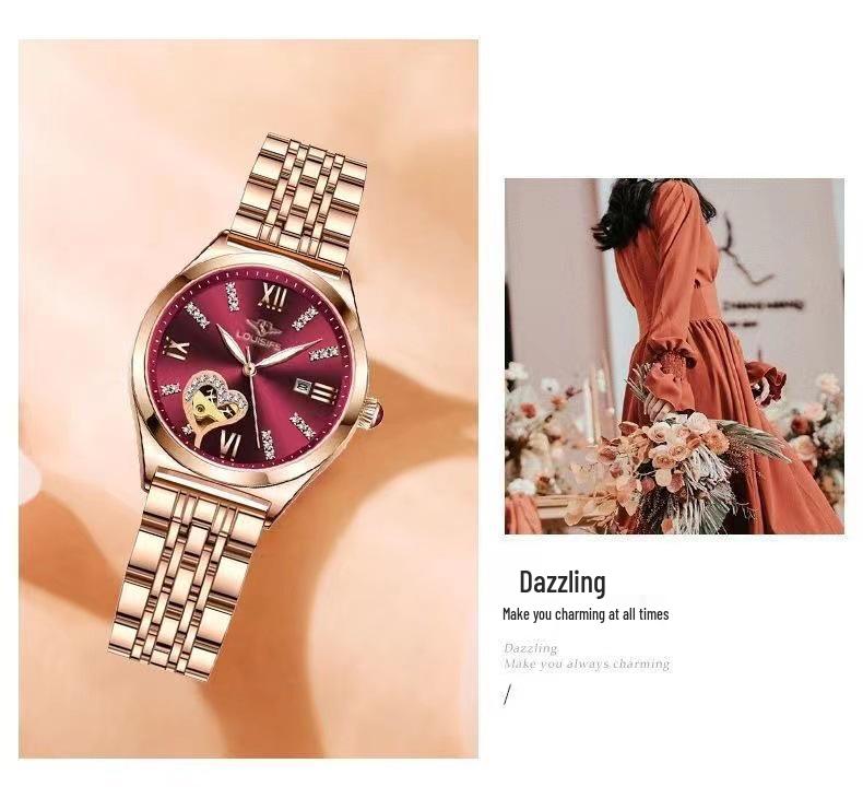 Louis Vanson Women's Luminous Diamond-Set Waterproof Calendar Watch – Popular Style