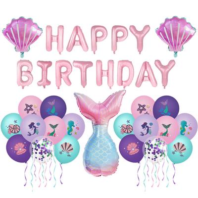 Mermaid Balloon Aluminum Film Latex Balloon Set Ocean Theme Party Set Background Decoration
