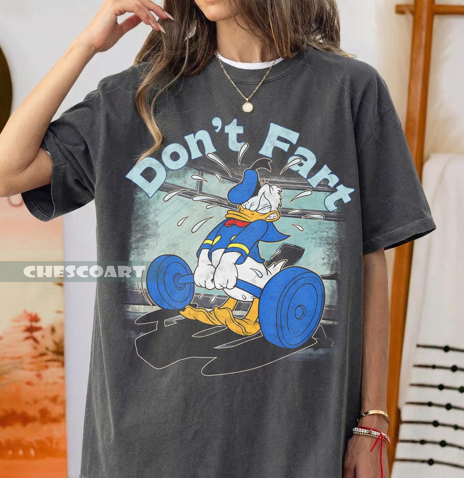 Don t Fart Weightlifting Donald Comfort Colors Shirt, Funny Gym Duck T-Shirt, Gym Goose Tee XL