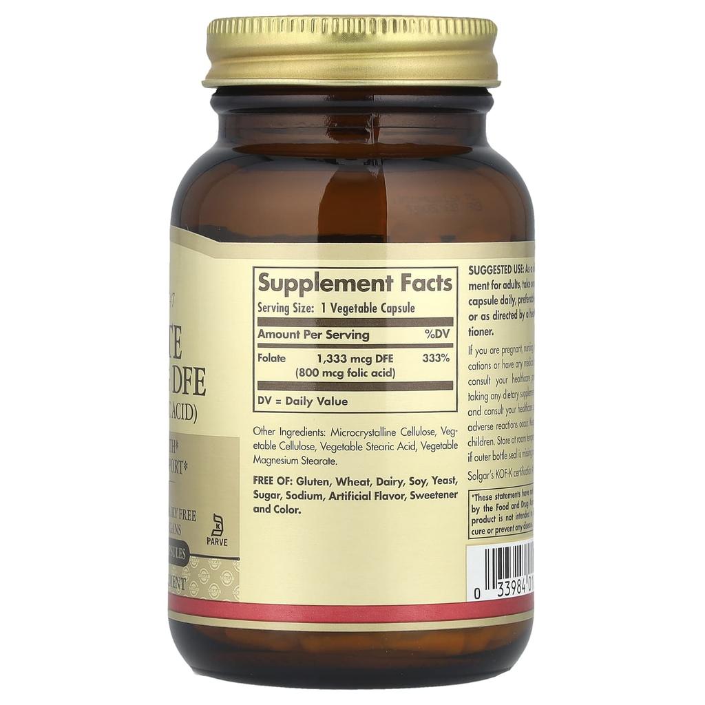 Folic Acid, Dfe 1,333Mcg, 250 Veggie Capsules