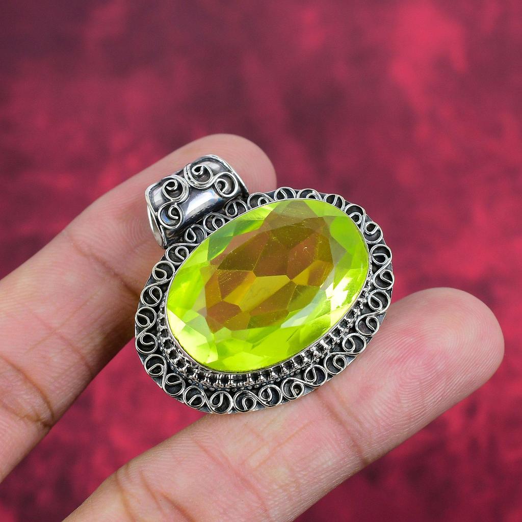 Lemon Topaz Pendant, 925 Sterling Silver Pendant Jewelry, Handmade Pendant Gemstone Jewelry For Thanksgiving
