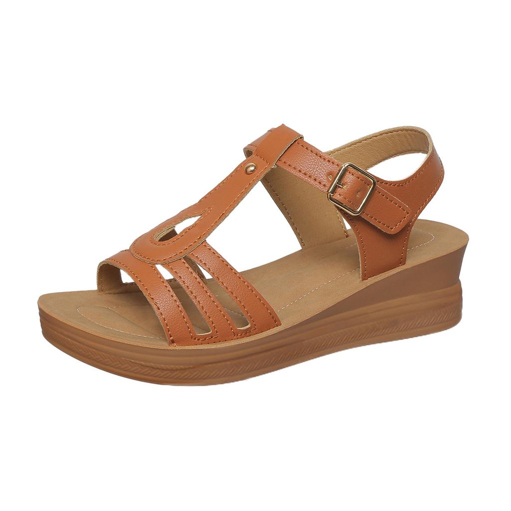 Fashion 2025 Hot Sale Ladies Shoes Open Toe Women's Sandals Summer Rome Hollow Solid Outdoor Casual Comfortable Beach Wedge Sandals