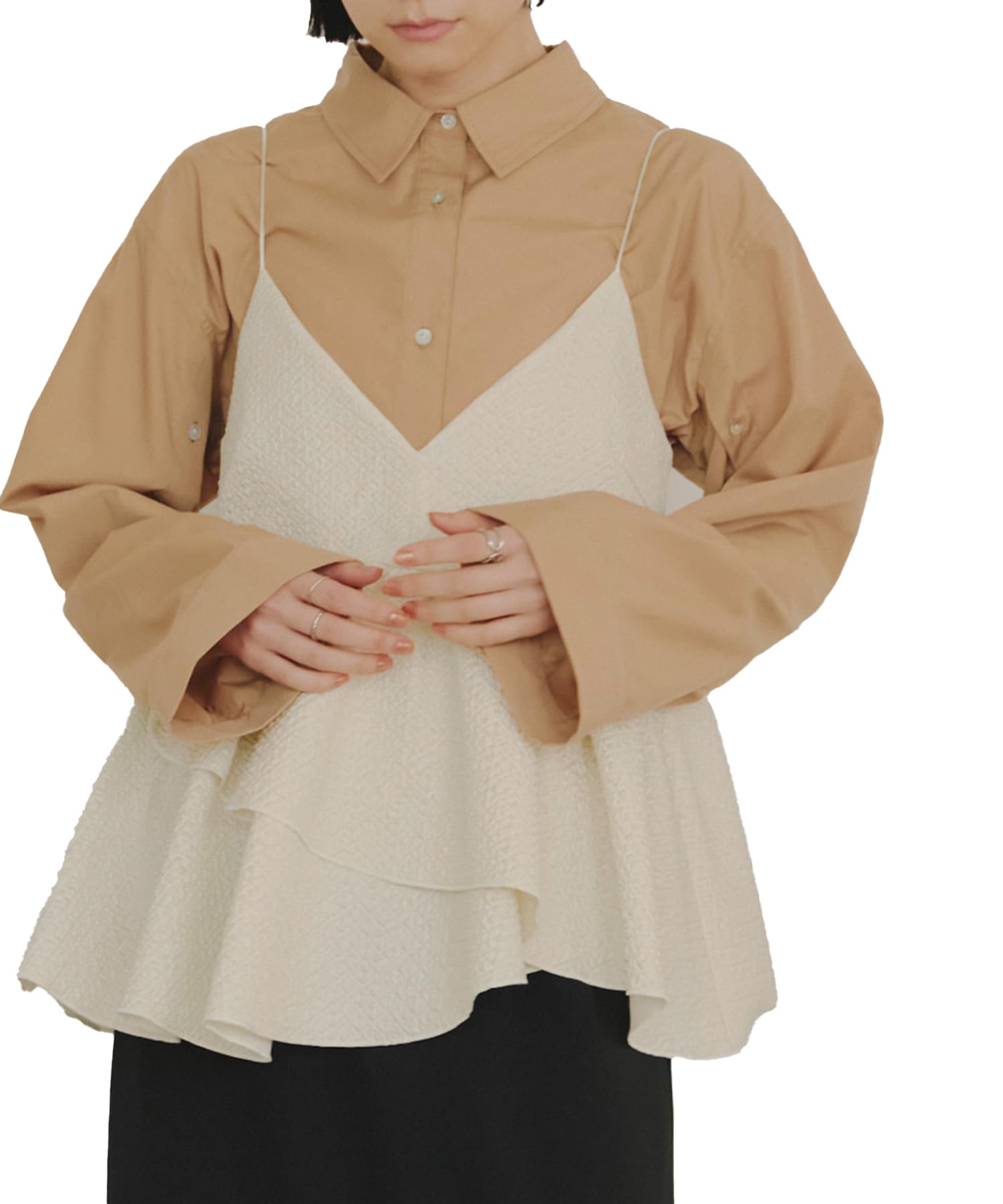 

Titibait Irregular Hem Peplum Camisole Top AEXN1974 Small Ivory Women s слоновая кость