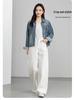Xin Ge Combed Cotton Denim Short Jacket - Modern Retro Lapel Design