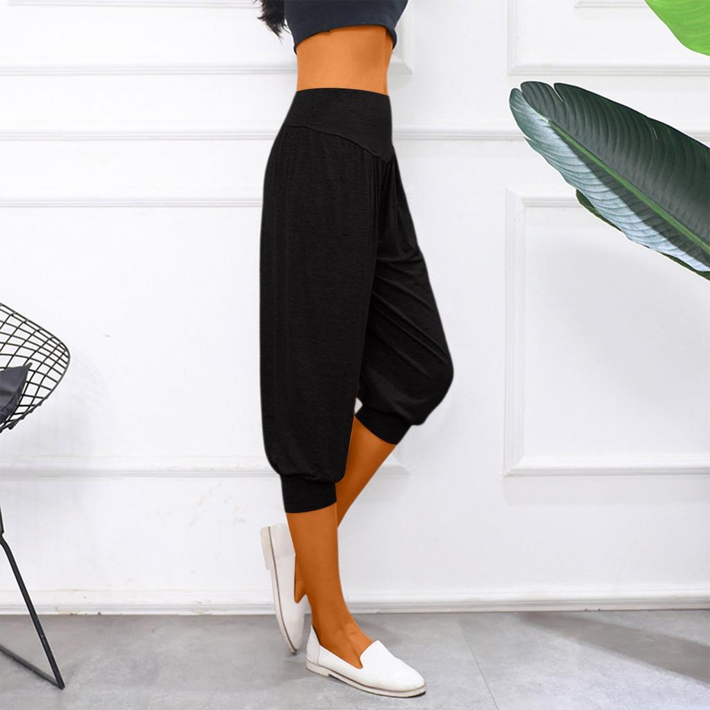 Women's Solid Color Loose Casual Yoga Seven-inch Wide-leg Pants