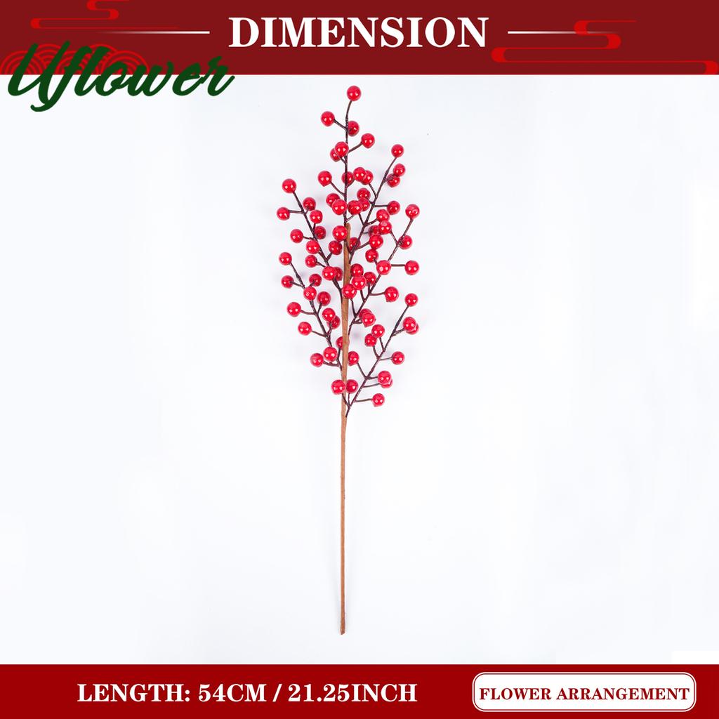 1/3PCS Artificial Red Berry Branches  for Home Tabletop Festivals Wedding Party DIY Craft Decor Christmas New Year Decoration