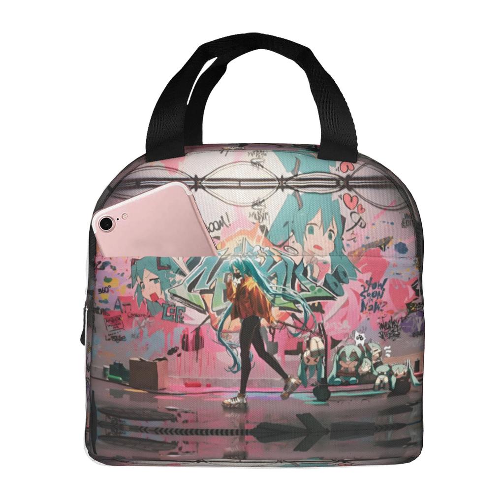 Custom Hatsunes Anime Mikus Insulated Lunch Bag for Camping Travel Manga Waterproof Thermal Cooler Lunch Box Men Women