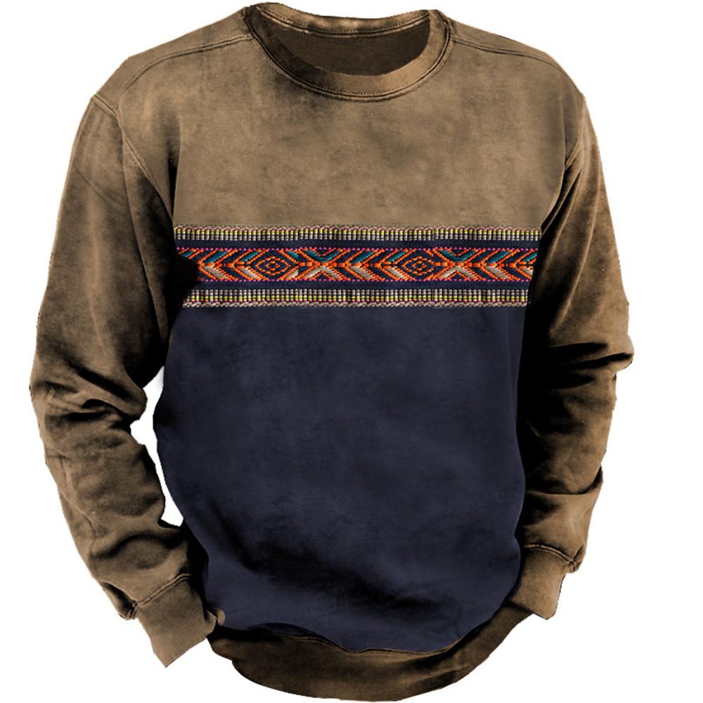 Vintage pánská mikina Kovbojské tričko s grafickým vzorem Etnický styl Potisk Svetr Oversized Muži Oblečení Neformální Top