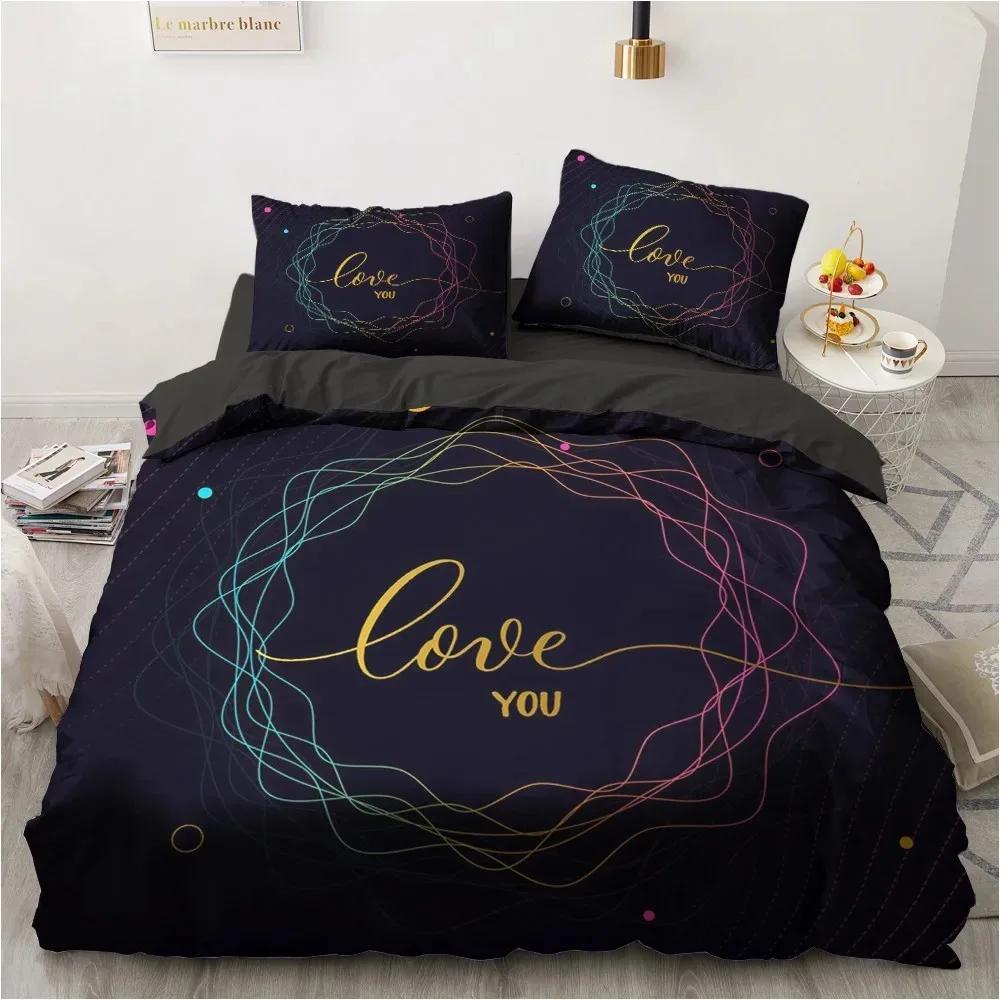 3D Black Only Gold Design Printed Duvet Cover Set Bohemia Luxury High-End Black Bedding Sets Quilt Comforter Cover Set Full Size