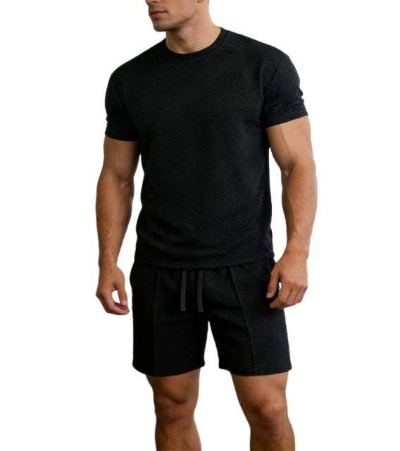 Men's Casual Sports Short Sleeve T-shirt Two-Piece Set