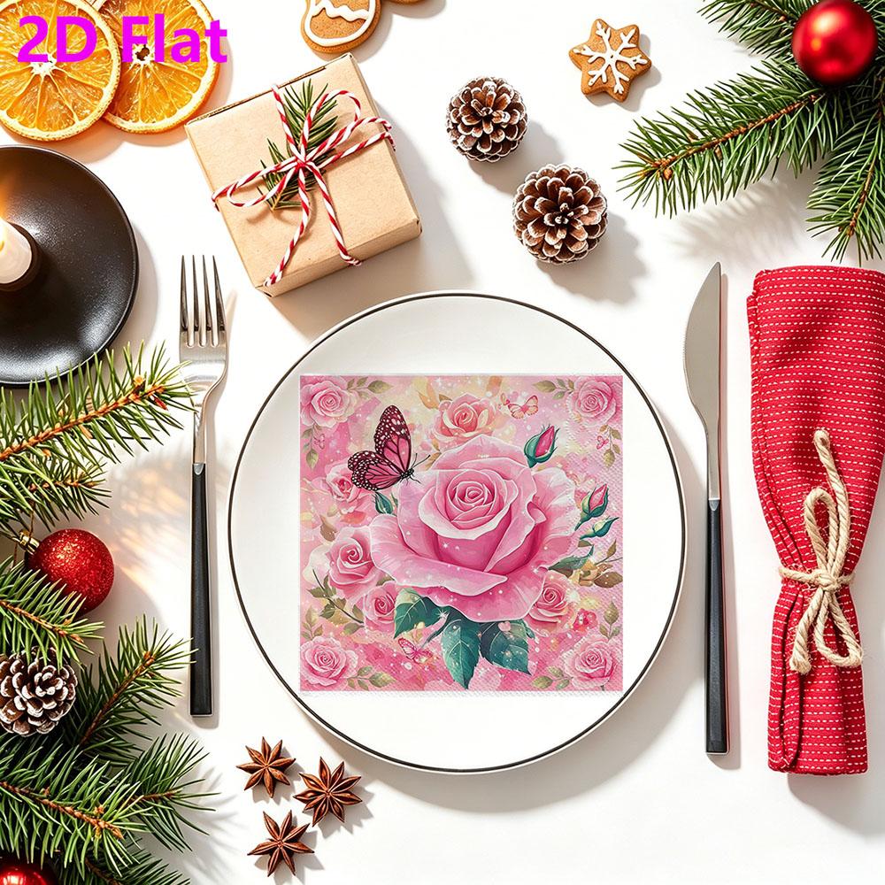 20pcs Disposable Napkins with Flower Pattern Print for Wedding,Parties,and Daily Use for Thanksgiving Fall Christmas Table Decoration